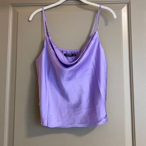 Purple silk scoop neck tank